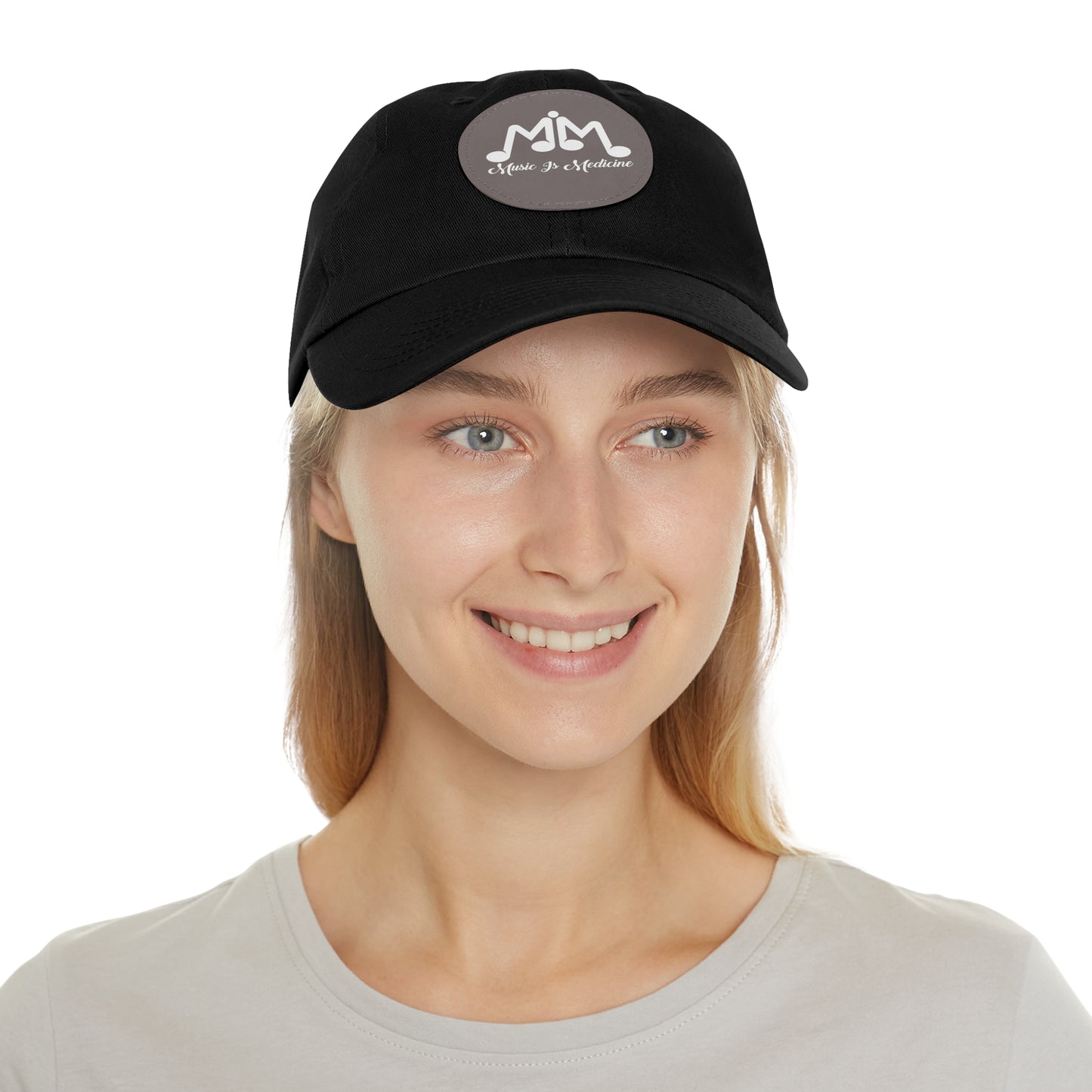 Logo stamped Hat with Leather Patch (Round)